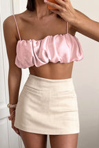 Satin Cropped Sexy Hot Girl Cami Top image 3