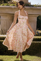 Floral Print Halter Bodycon Maxi Dress image 1