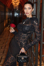 Floral Lace Cutout Sash Elegant Maxi Dress image 5