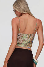 Animal Print Sequin Deep V Slim Cami Top image 3