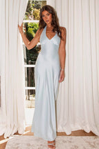 Elegant Solid V Neck Slim Maxi Dress image 15