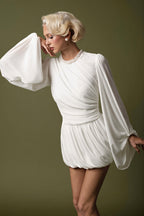 Casual Pleated Long Sleeve Mini Dress image 5