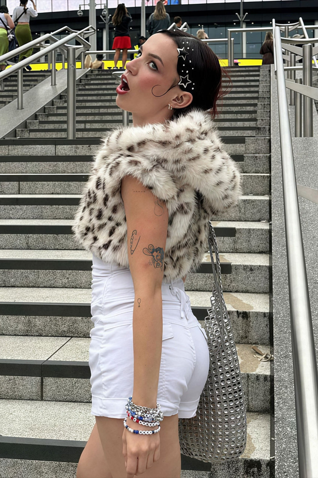 Hooded Leopard Print Fuzzy Cropped Vest image 2