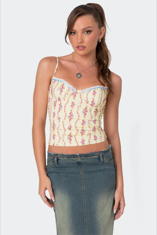 Vintage Chic Floral Crop Cami Top image 1