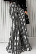 Striped Knit Elastic Flare Pants image 1