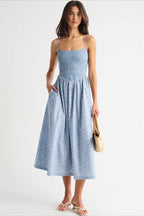 Striped Pocket A-Line Printed Midi Dress image 4