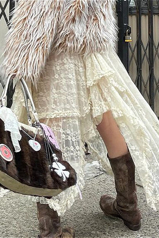 Lace Asymmetrical Maxi Skirt image 2