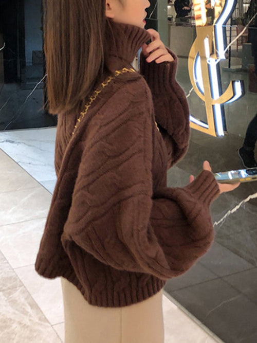 Casual Loose Vintage Solid Color Pullover Sweater image 2