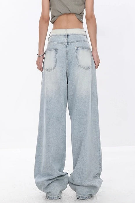 High Waist Draped Gradient Ripped Jeans image 14