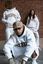 Leopard Lined Embroidered Letter Hoodie image 3