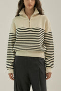 Striped Half Zip Knit Pullover Sweater image 1