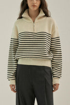 Striped Half Zip Knit Pullover Sweater image 1