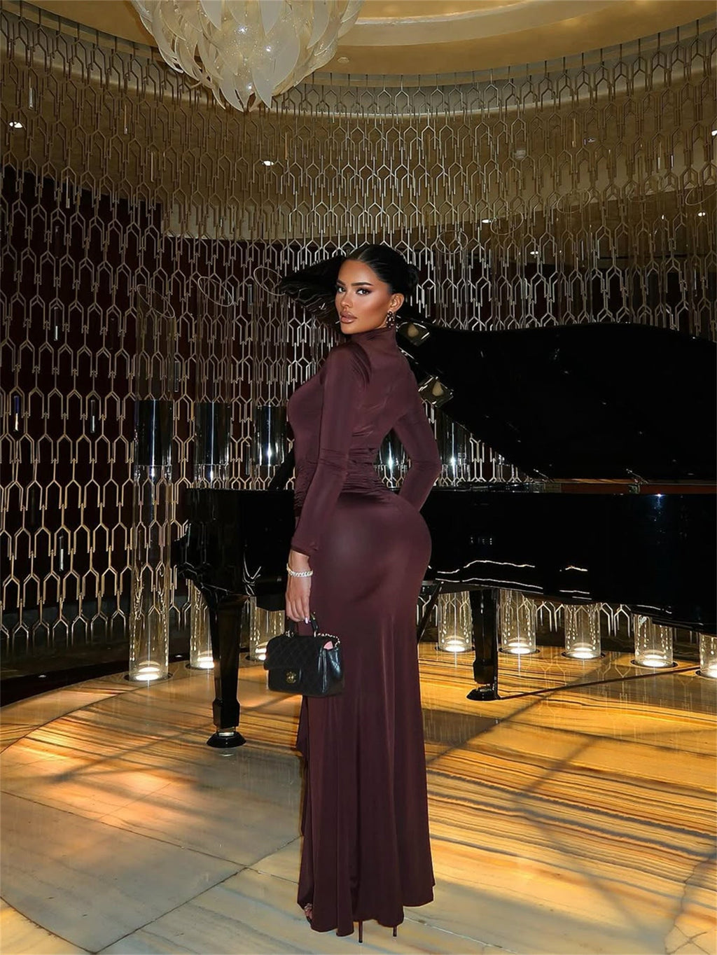 Metallic Accent Solid Bodycon Party Dress image 5