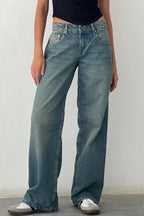 Solid Stretch Straight Leg Jeans image 1