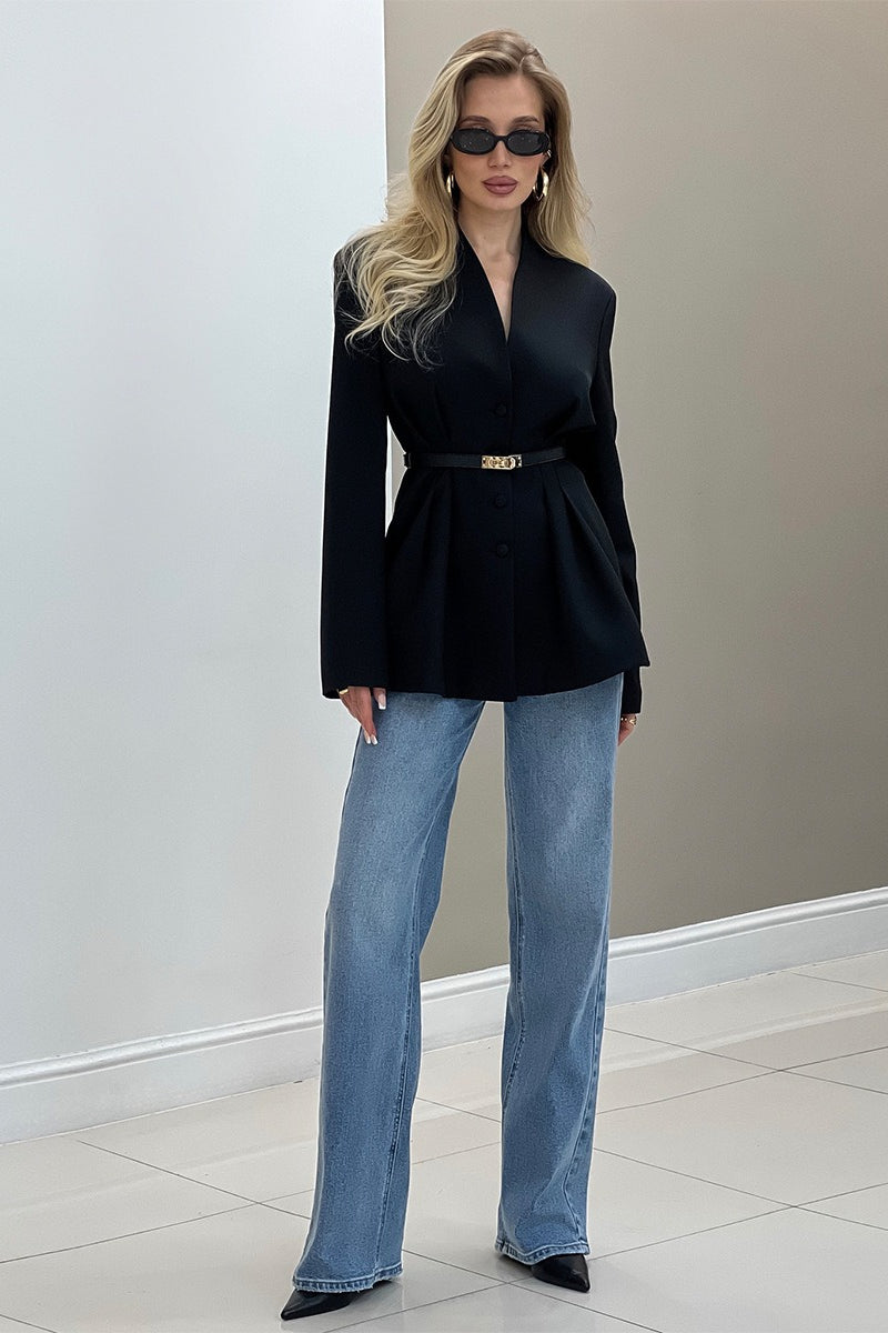 V Neck Waist Detail Blazer image 13