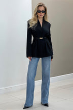 V Neck Waist Detail Blazer image 13