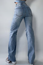 High Waist Rhinestone Ripped Jean image 5