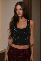 Rhinestone Beaded Crop Tank Top image 5