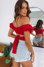 Lantern Sleeve Sexy Pleated Slim Blouse image 3