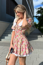 Peter Pan Collar Floral Puff Sleeve Button Mini Dress image 2