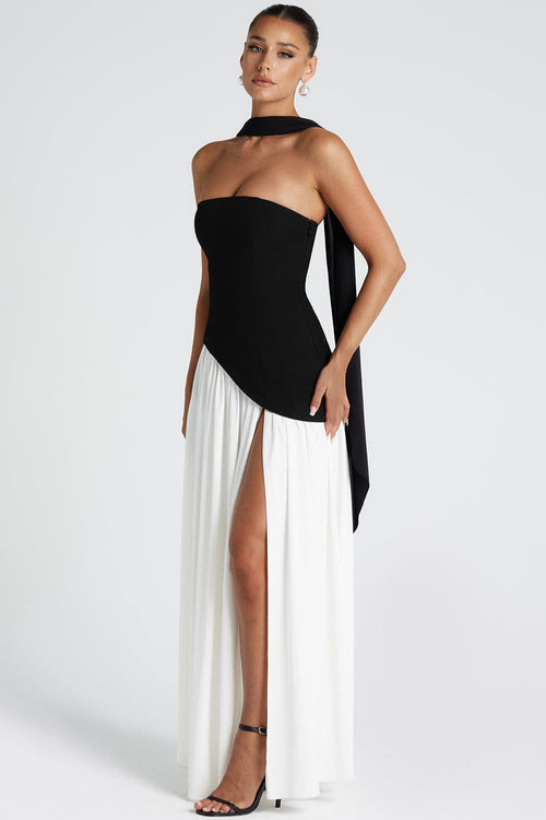 Color Block Flowy Tie Bustier Formal Dress image 2