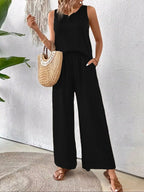 Camille Wide Leg Set detail view styled for Avrienne