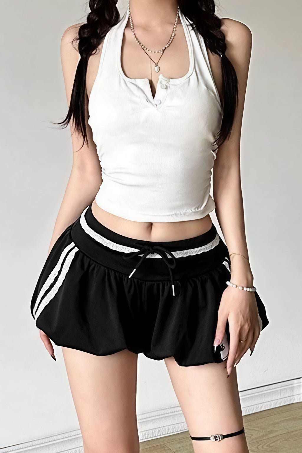 Sporty Color Block Letter Print High Waist Shorts image 7