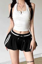Sporty Color Block Letter Print High Waist Shorts image 7