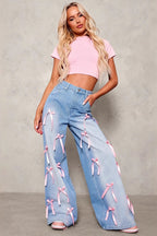 Bow High Waist Wide Leg Jeans image 1