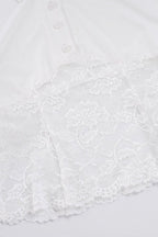 Solid Lace Splice Lapel Casual Blouse image 5