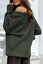 Off-Shoulder Crew-Neck Loose Knit Sweater image 3