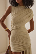 Solid Smocked Tie-Front Bodycon Mini Dress image 2