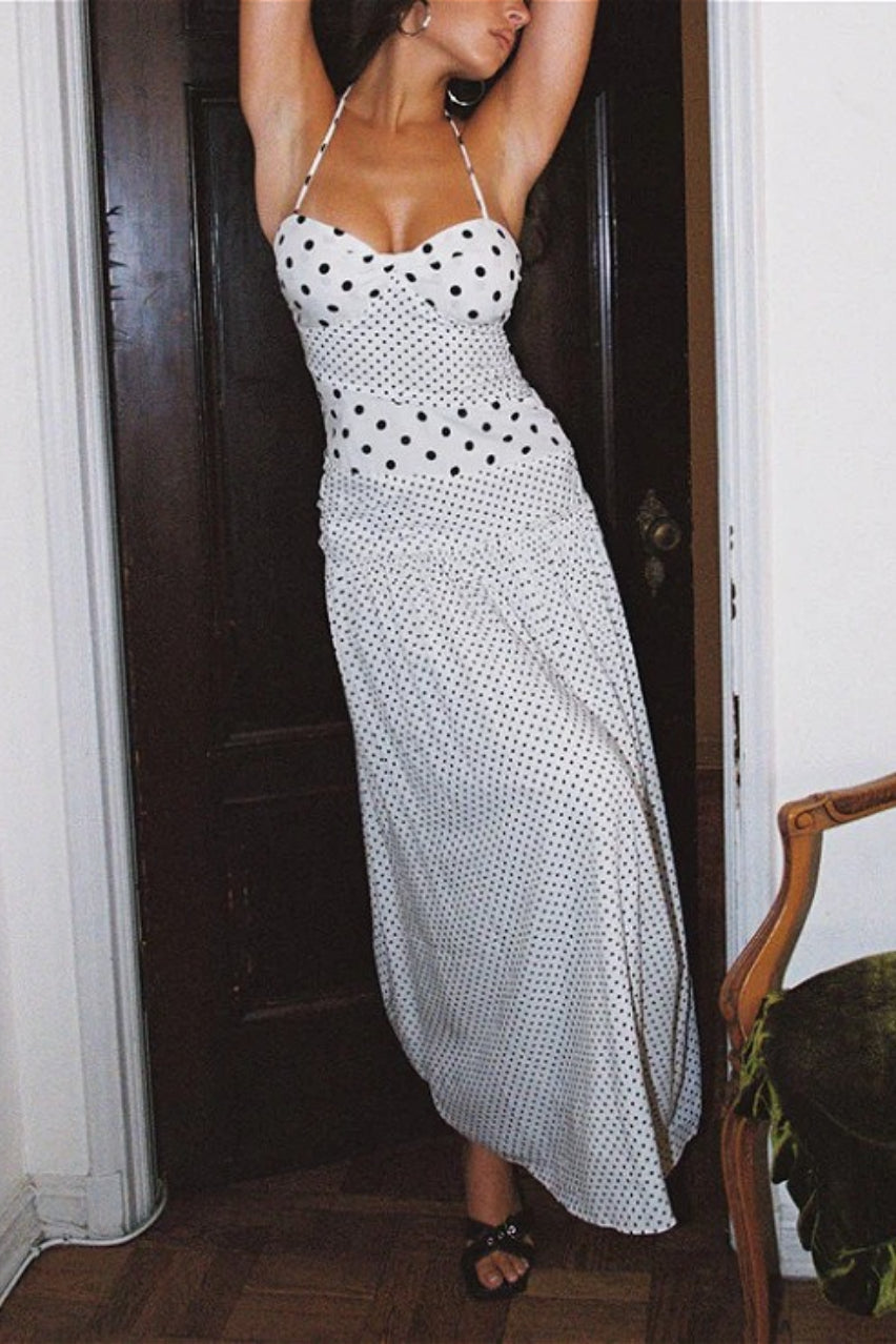 Lace Square Neck Polka Dot Cami Maxi Dress image 3