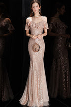 Off Shoulder Sequin Mesh Party Dress image 8