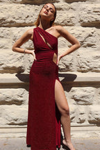 One-Shoulder Cutout Split Bodycon Party Dress image 6