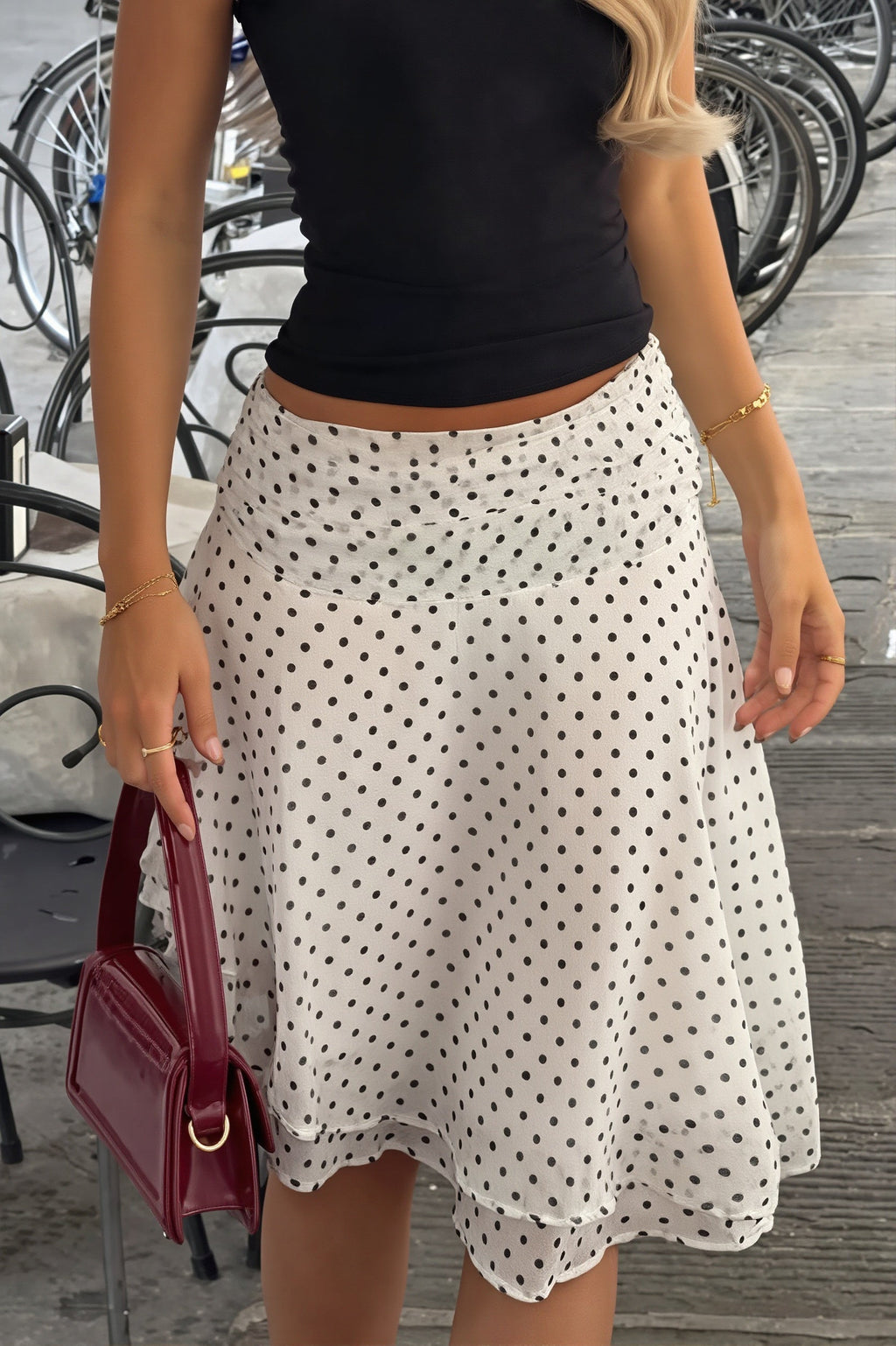 Chic Dot Print Asymmetric Mini Skirt image 2
