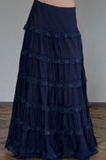 Vintage Lace Trimmed Tiered Midi Skirt image 1