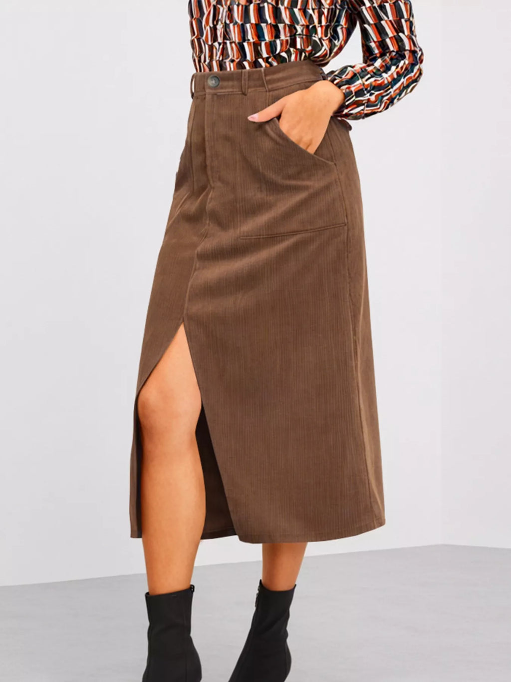 Celine Slit Midi Skirt styled for Avrienne