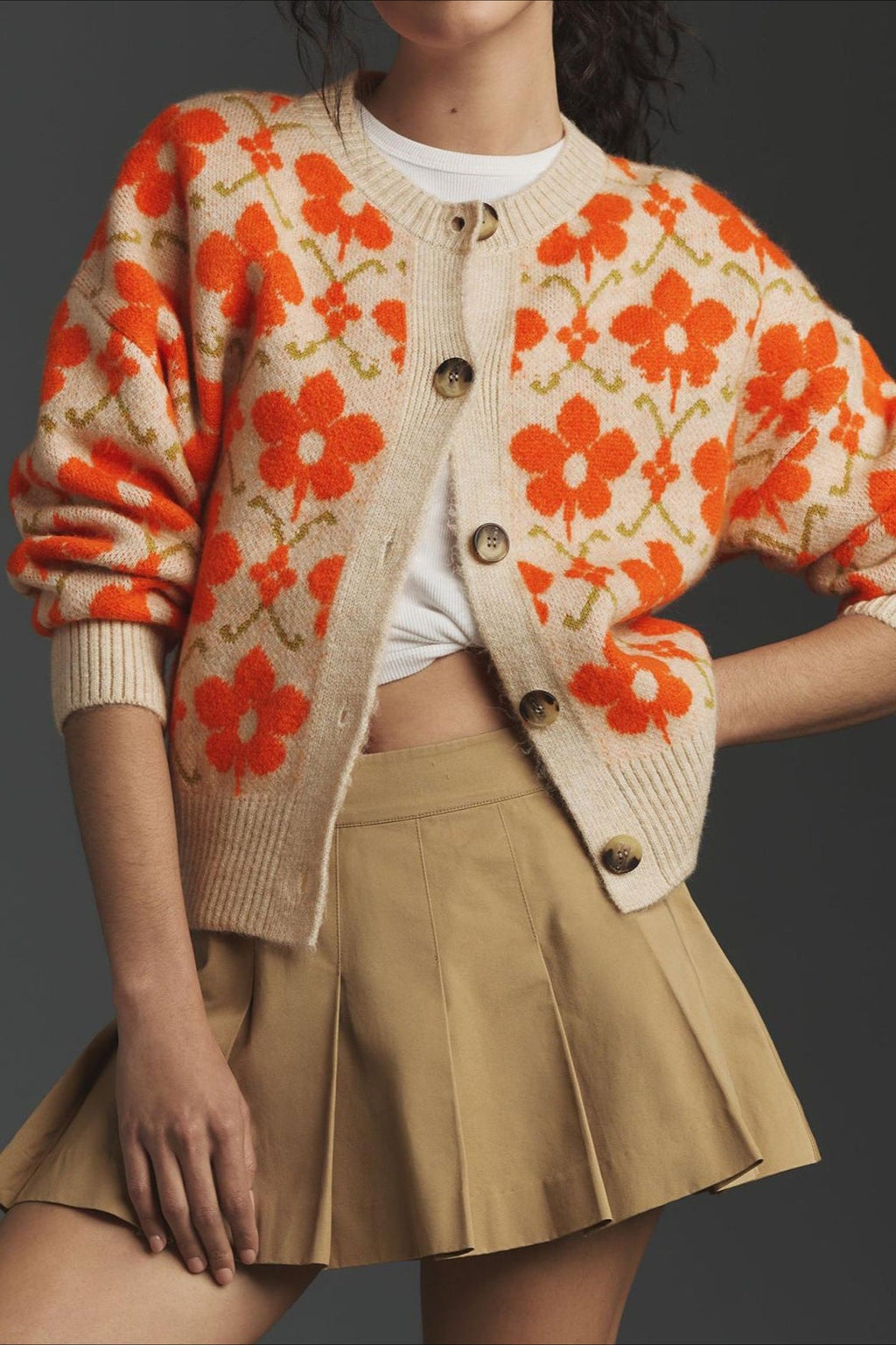 Floral Jacquard Elegant Long Sleeve Knit Cardigan image 2