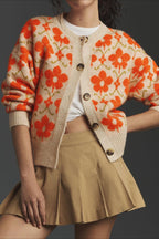 Floral Jacquard Elegant Long Sleeve Knit Cardigan image 2