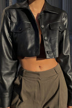 Zip-Up Faux Leather Coat image 1