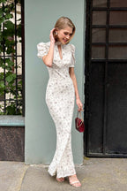 Elegant Floral Deep V Bodycon Maxi Dress image 6