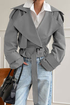 Belted Collared Long Sleeve Jacket image 4