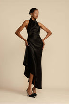 Elegant Satin Slit Backless Party Dress image 9