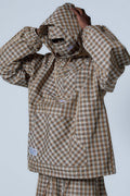 Vintage Plaid Half-Placket Masked Hoodie image 1