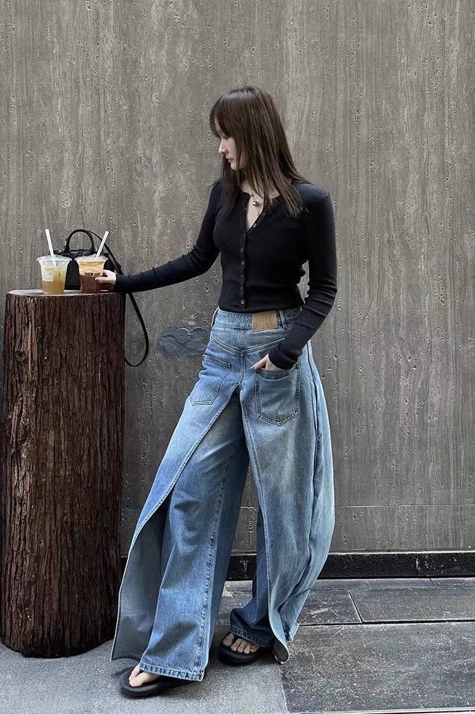 Vintage Washed Deconstructed Jeans image 1