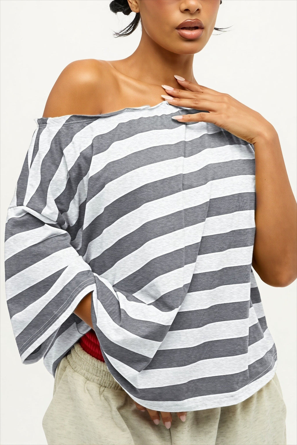 Casual Colorful Striped Loose T-Shirt image 14