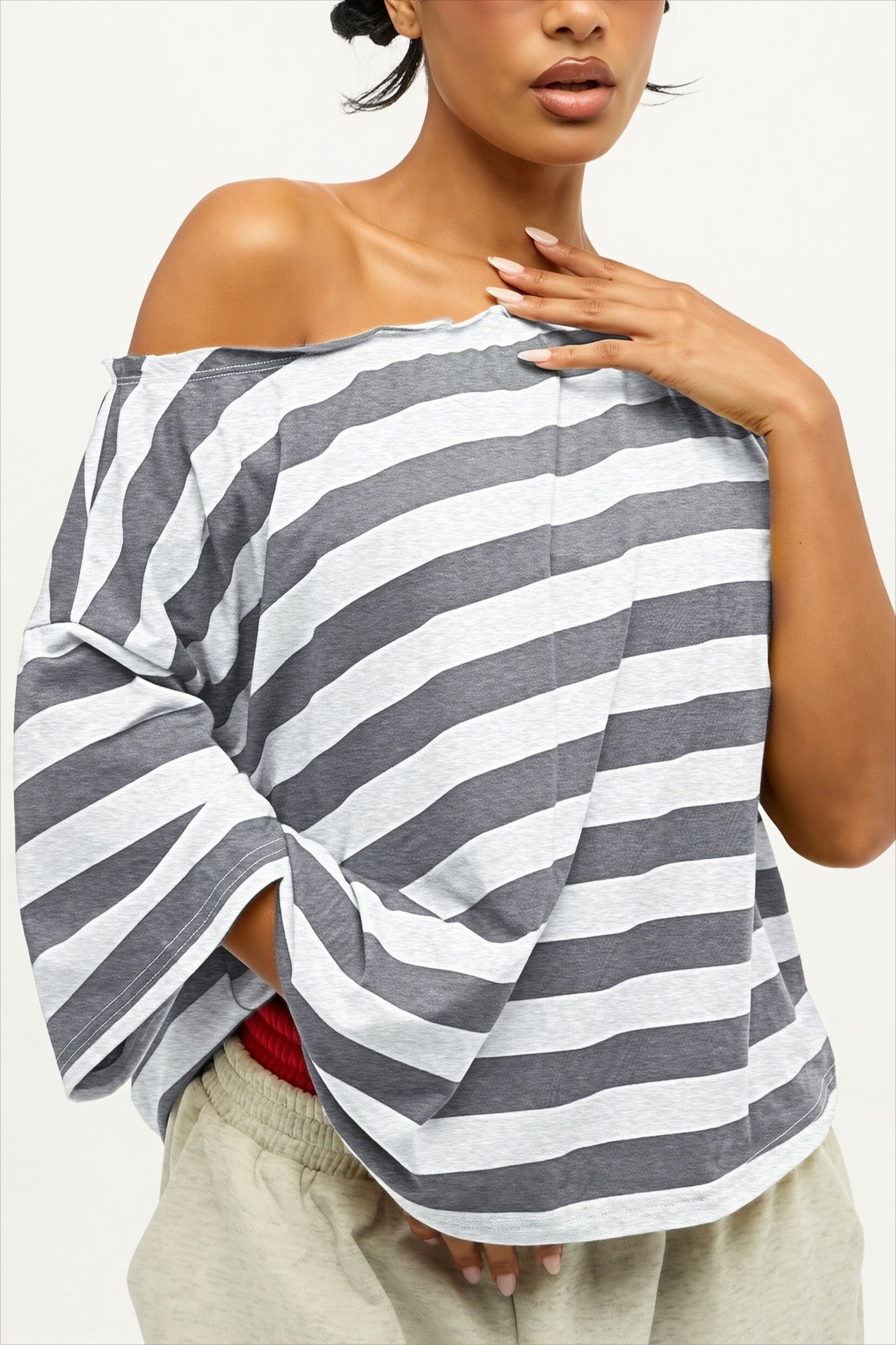 Casual Colorful Striped Loose T-Shirt image 14