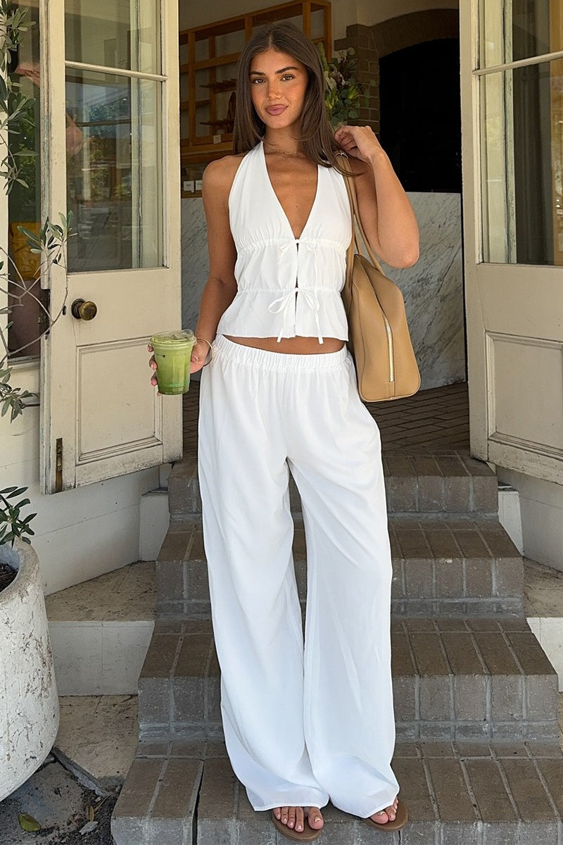 Casual Cotton Halter Two Piece Set image 1