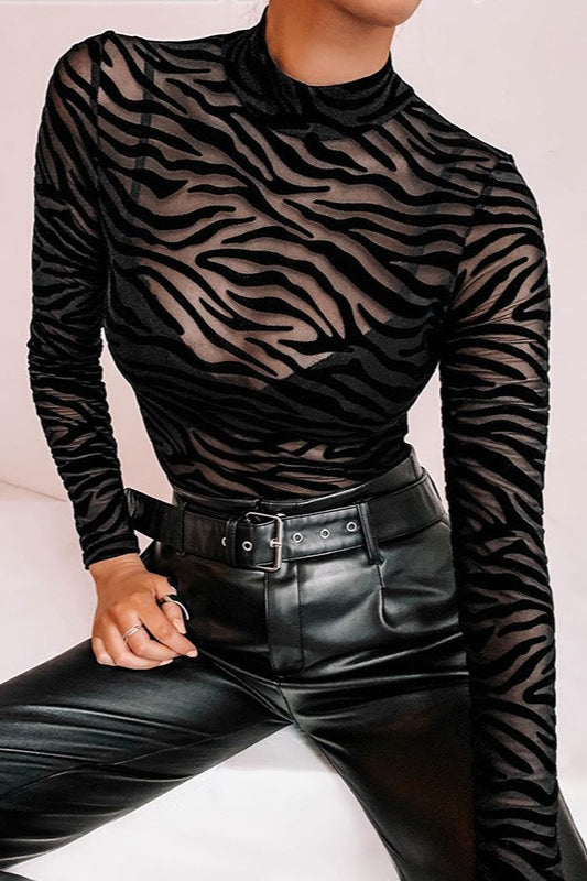 Irregular Stripe Mesh Blouse image 3
